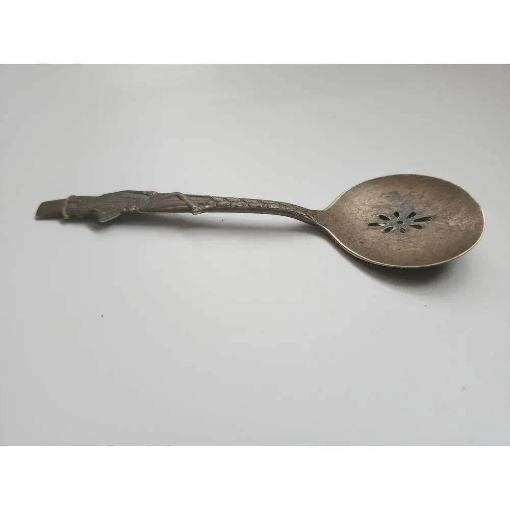 Vintage Mr. Peanut Carlton Silverplate Slotted Nut Spoon Planters‎ Promo 1940s